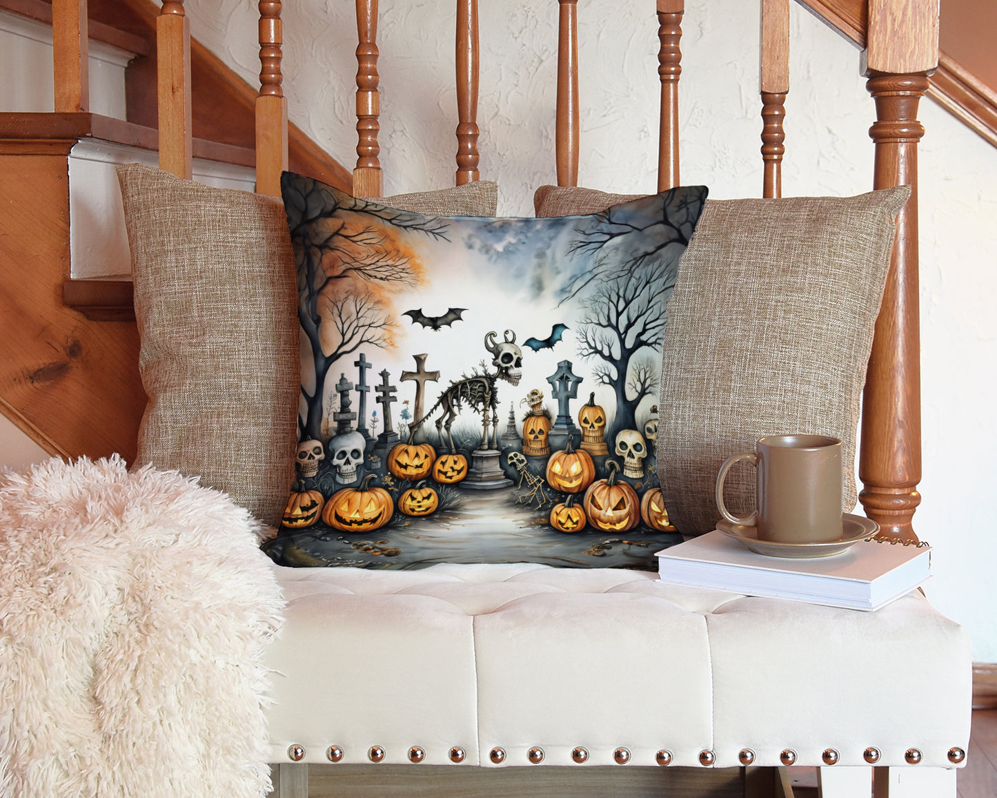 Pet Cemetery Spooky Halloween Throw Pillow