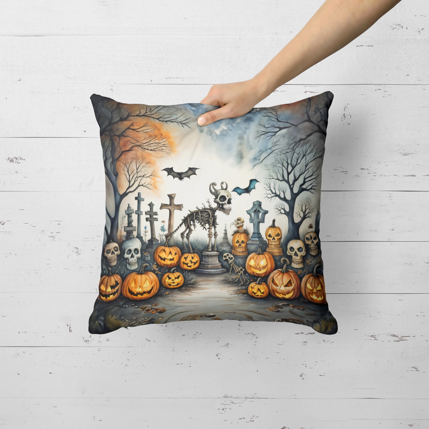 Pet Cemetery Spooky Halloween Throw Pillow