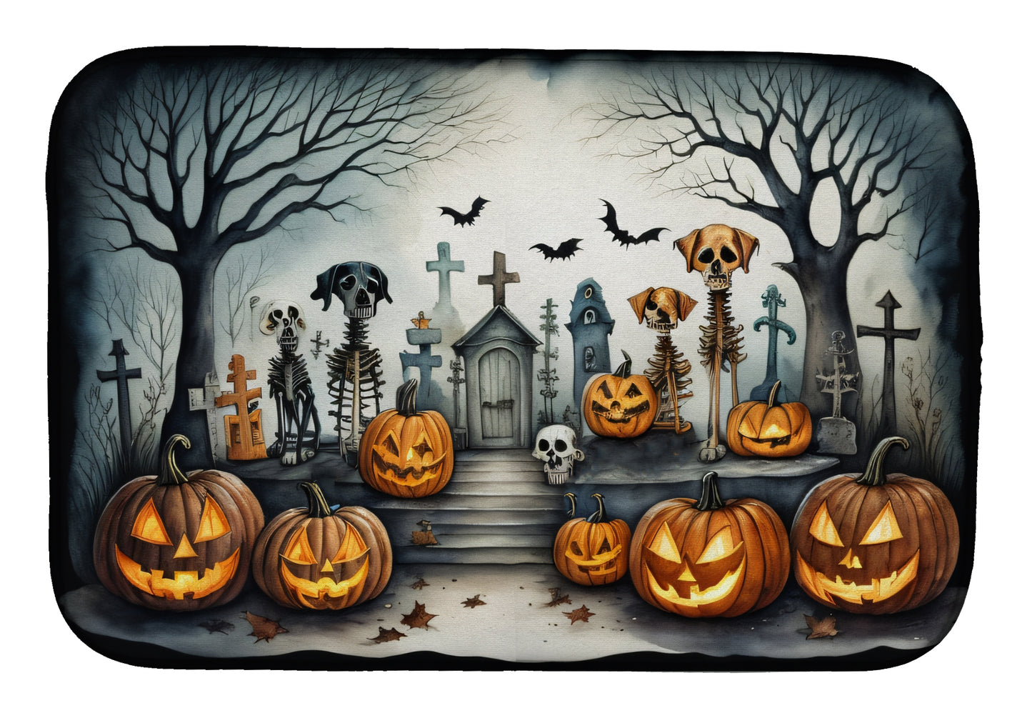 Buy this Pet Cemetery Spooky Halloween Dish Drying Mat