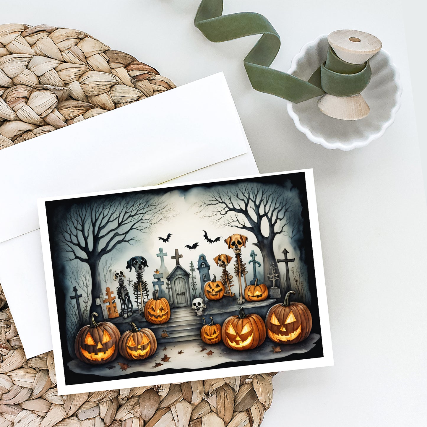 Pet Cemetery Spooky Halloween Greeting Cards Pack of 8