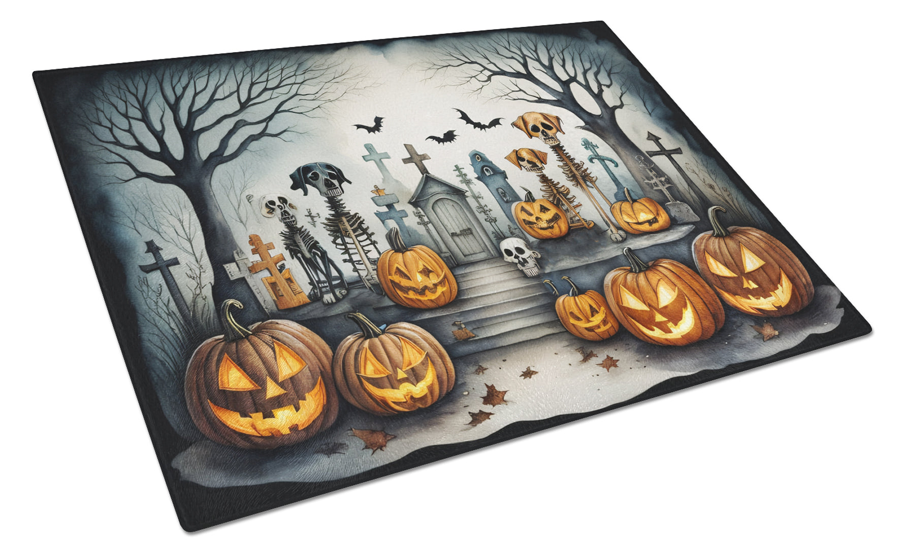 Buy this Pet Cemetery Spooky Halloween Glass Cutting Board