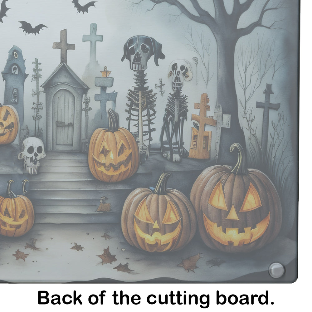 Pet Cemetery Spooky Halloween Glass Cutting Board