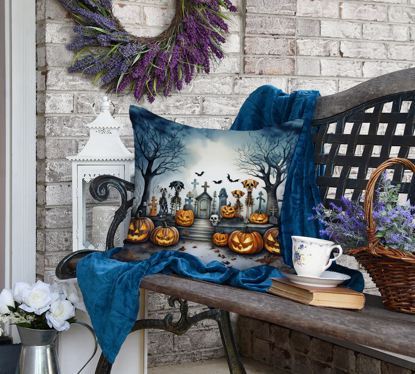 Pet Cemetery Spooky Halloween Throw Pillow