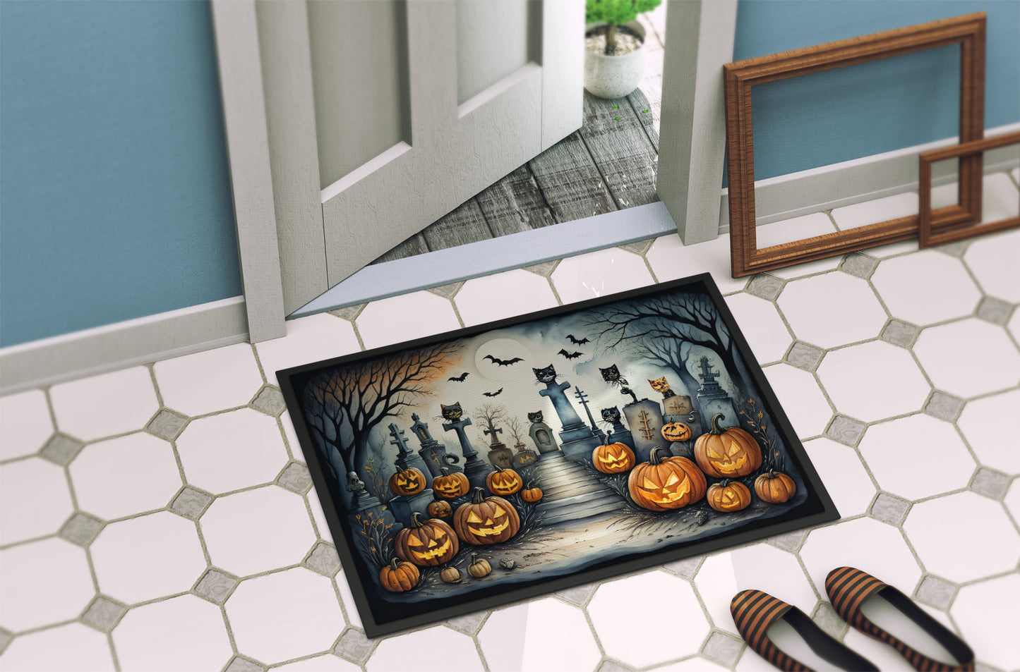 Cat Cemetery Spooky Halloween Doormat