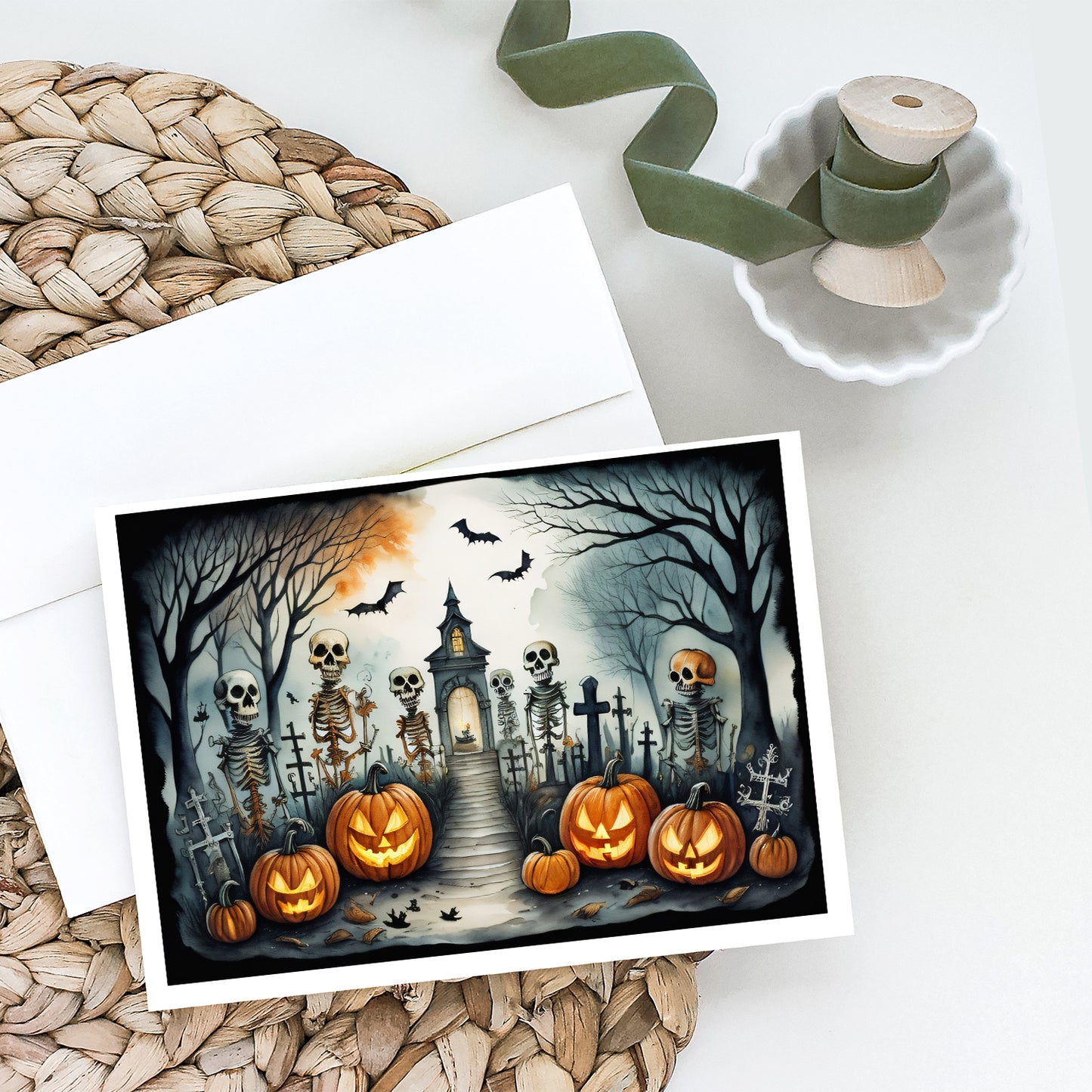Skeleton Spooky Halloween Greeting Cards Pack of 8