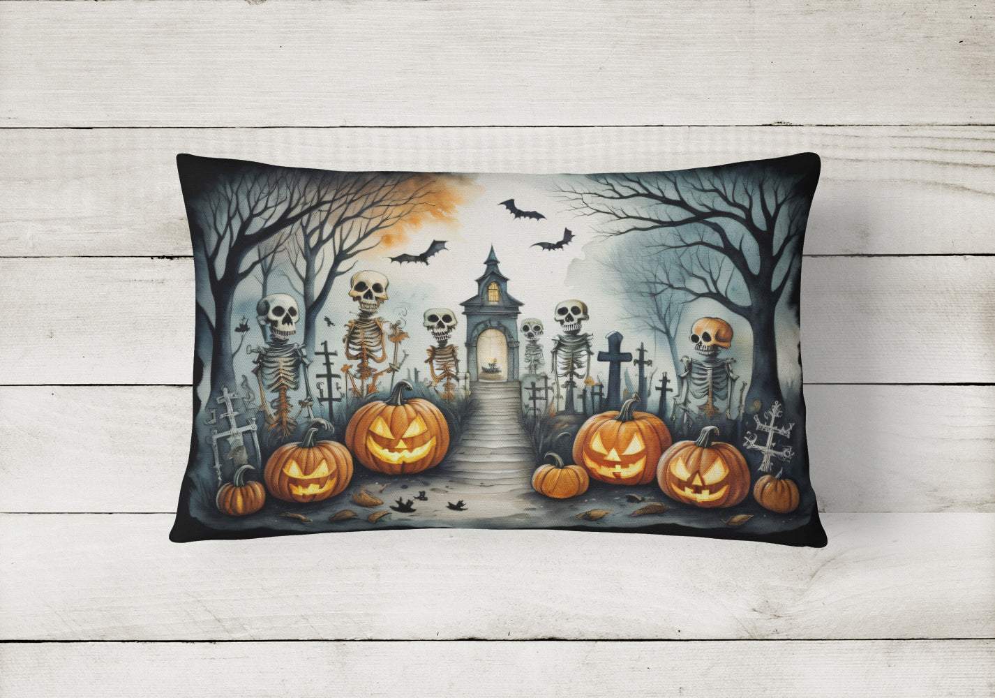 Skeleton Spooky Halloween Throw Pillow