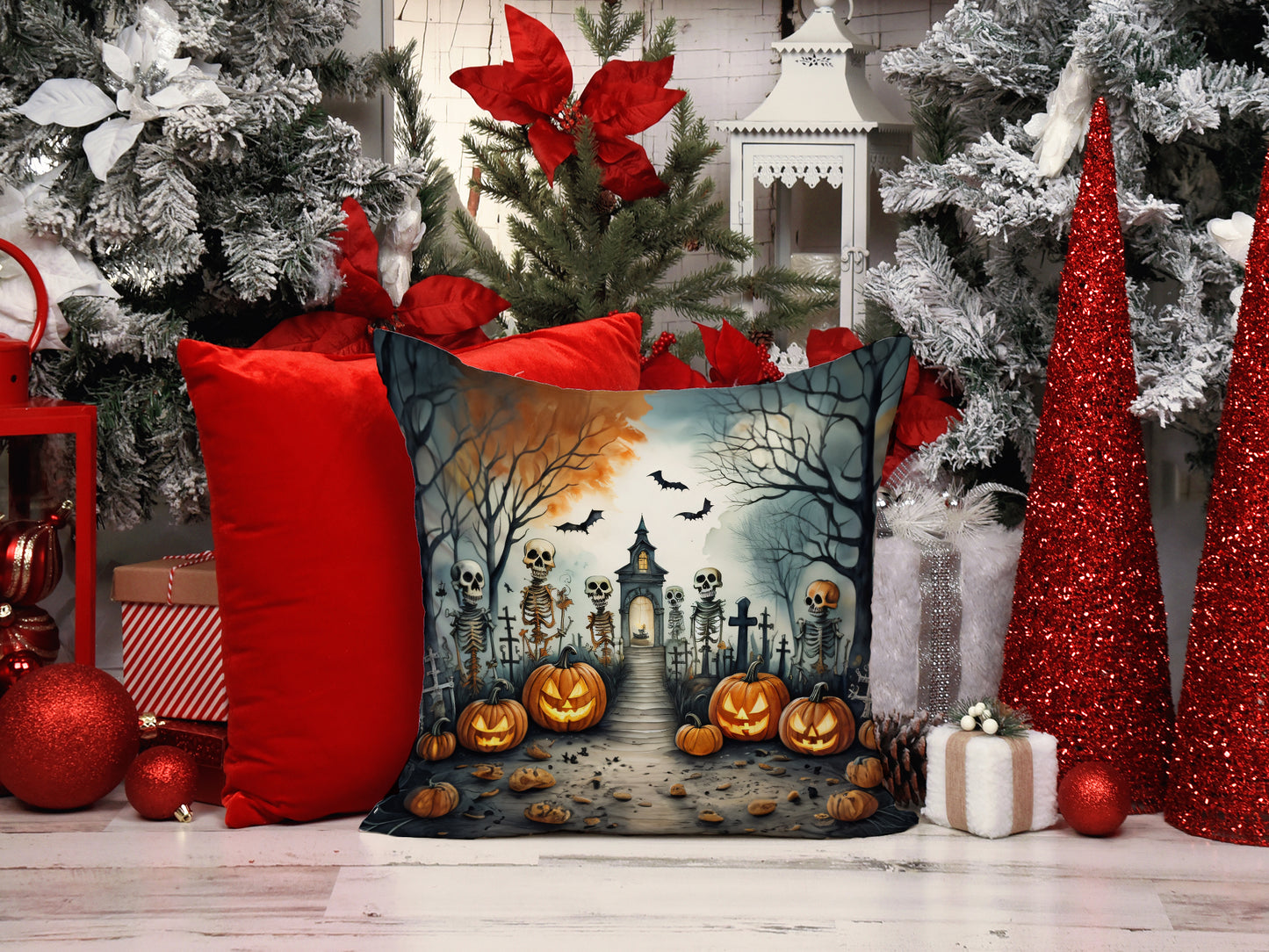 Skeleton Spooky Halloween Throw Pillow