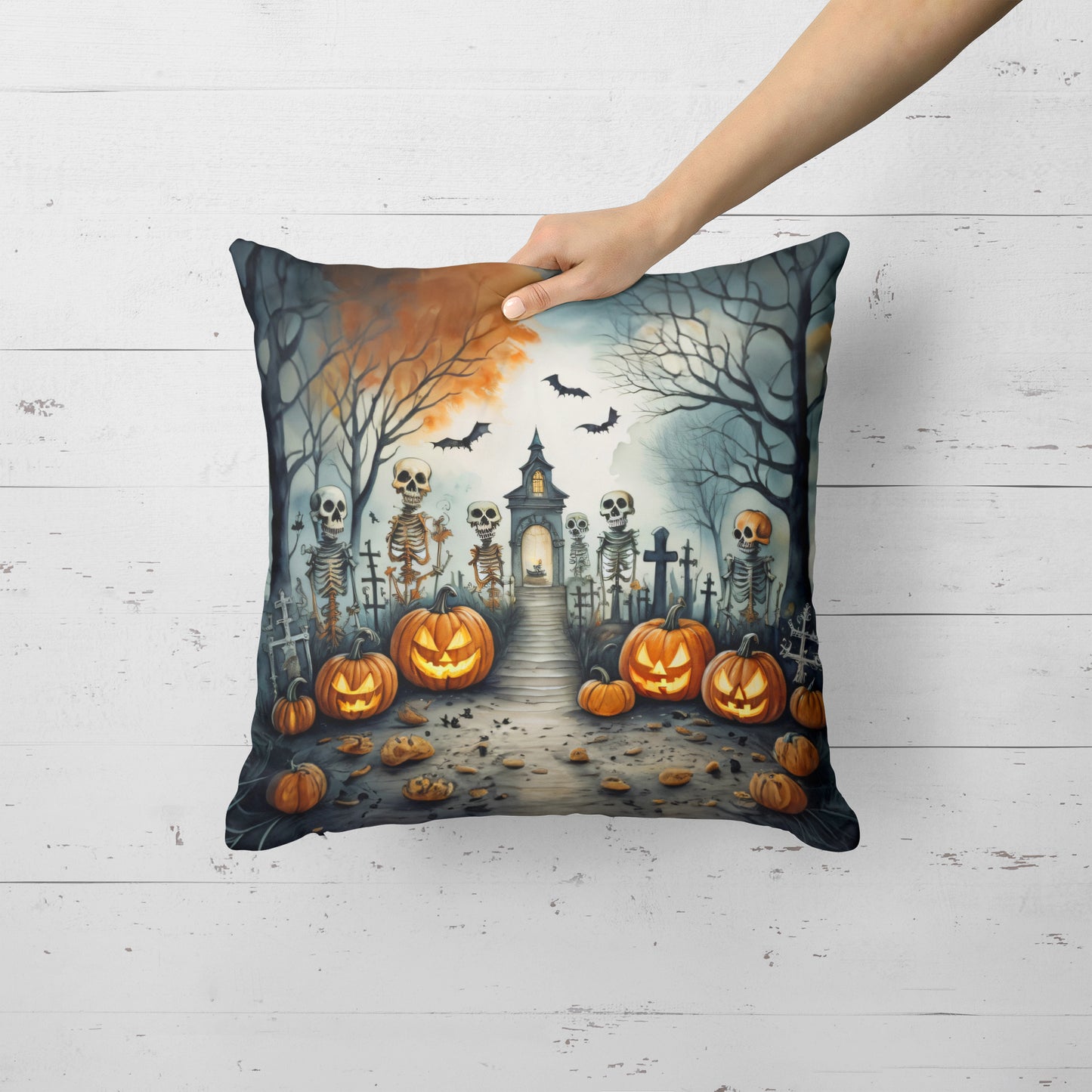 Skeleton Spooky Halloween Throw Pillow