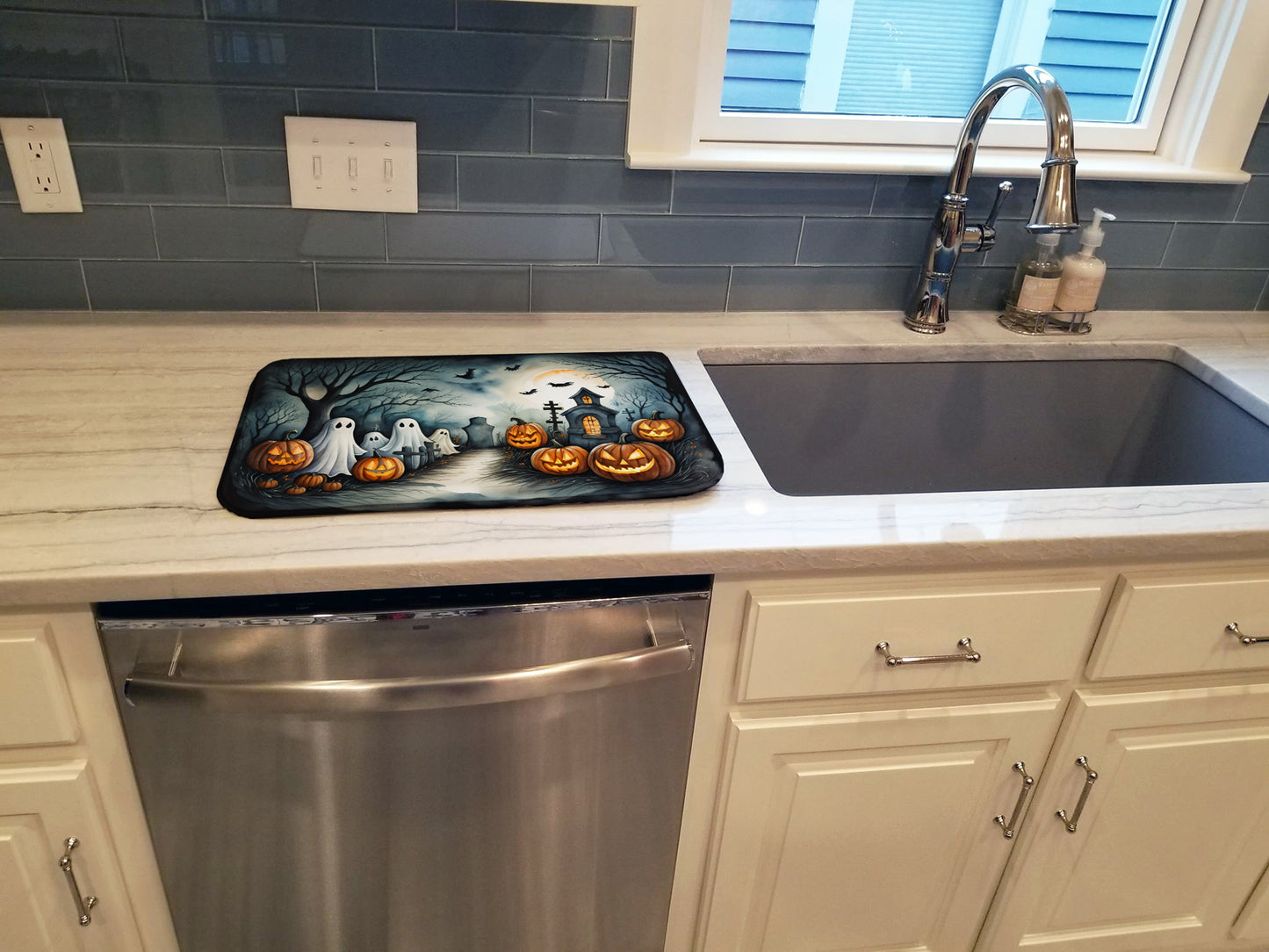 Ghosts Spooky Halloween Dish Drying Mat