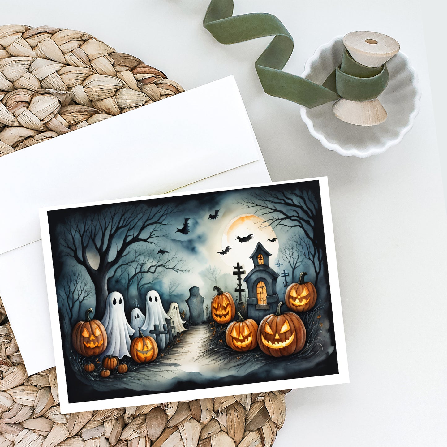 Ghosts Spooky Halloween Greeting Cards Pack of 8