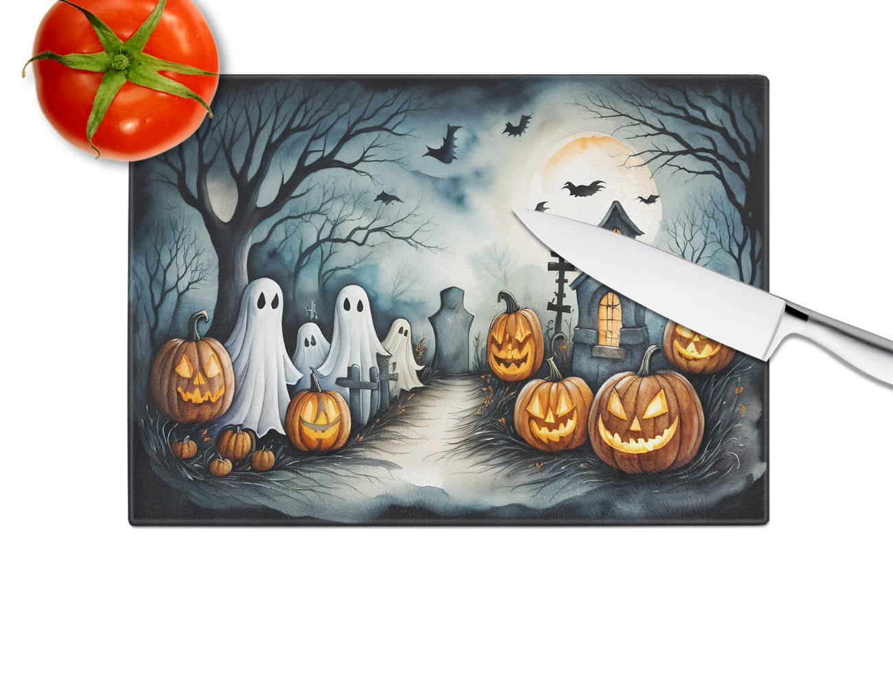 Ghosts Spooky Halloween Glass Cutting Board