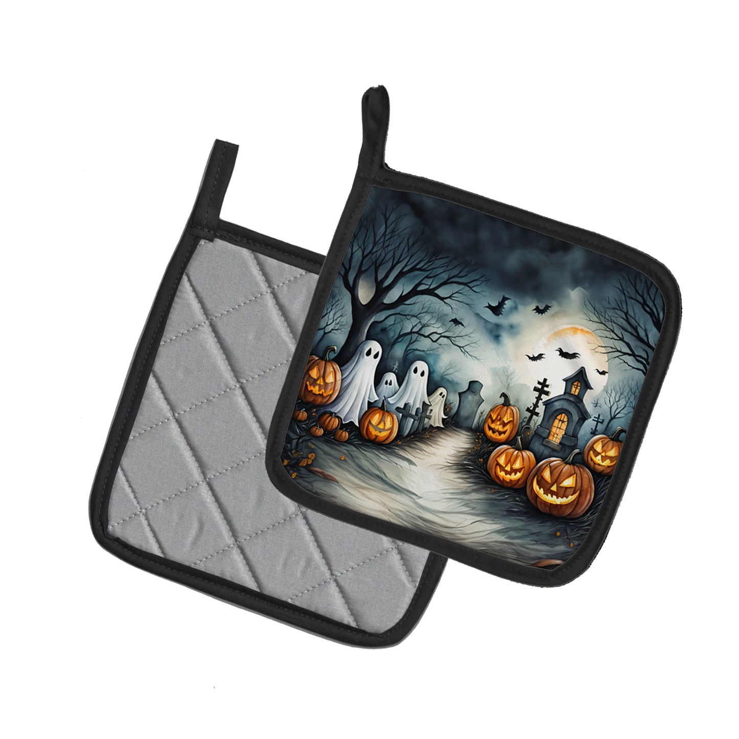 Ghosts Spooky Halloween Pair of Pot Holders