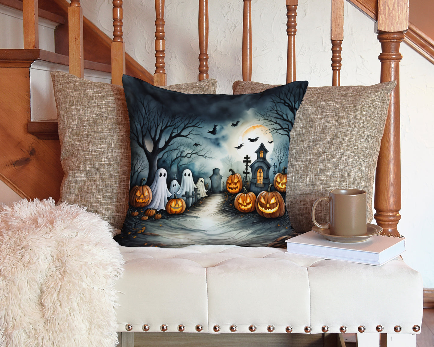 Ghosts Spooky Halloween Throw Pillow