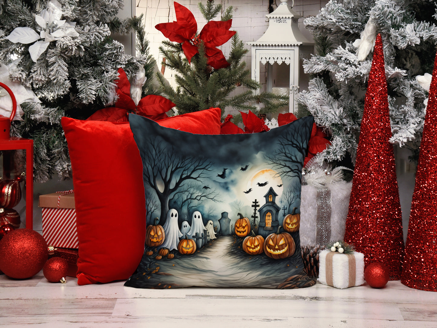 Ghosts Spooky Halloween Throw Pillow