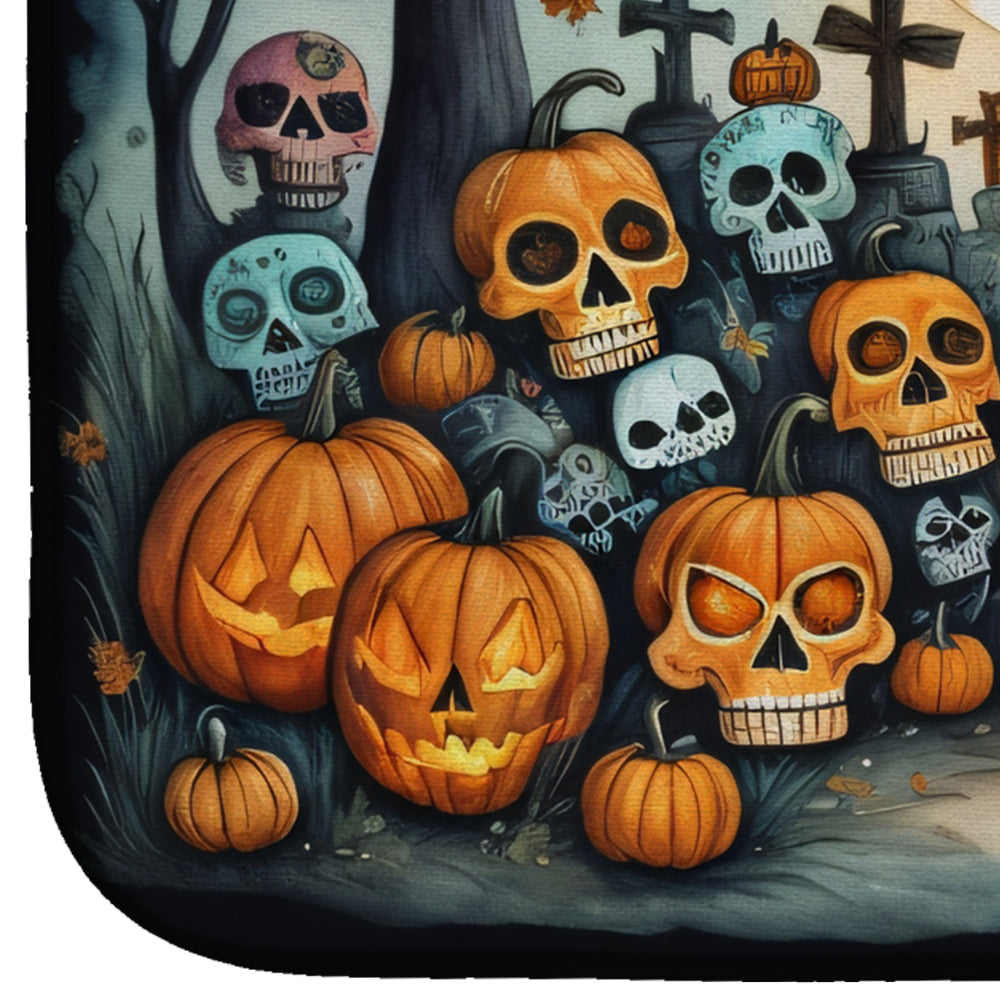 Calaveras Sugar Skulls Spooky Halloween Dish Drying Mat