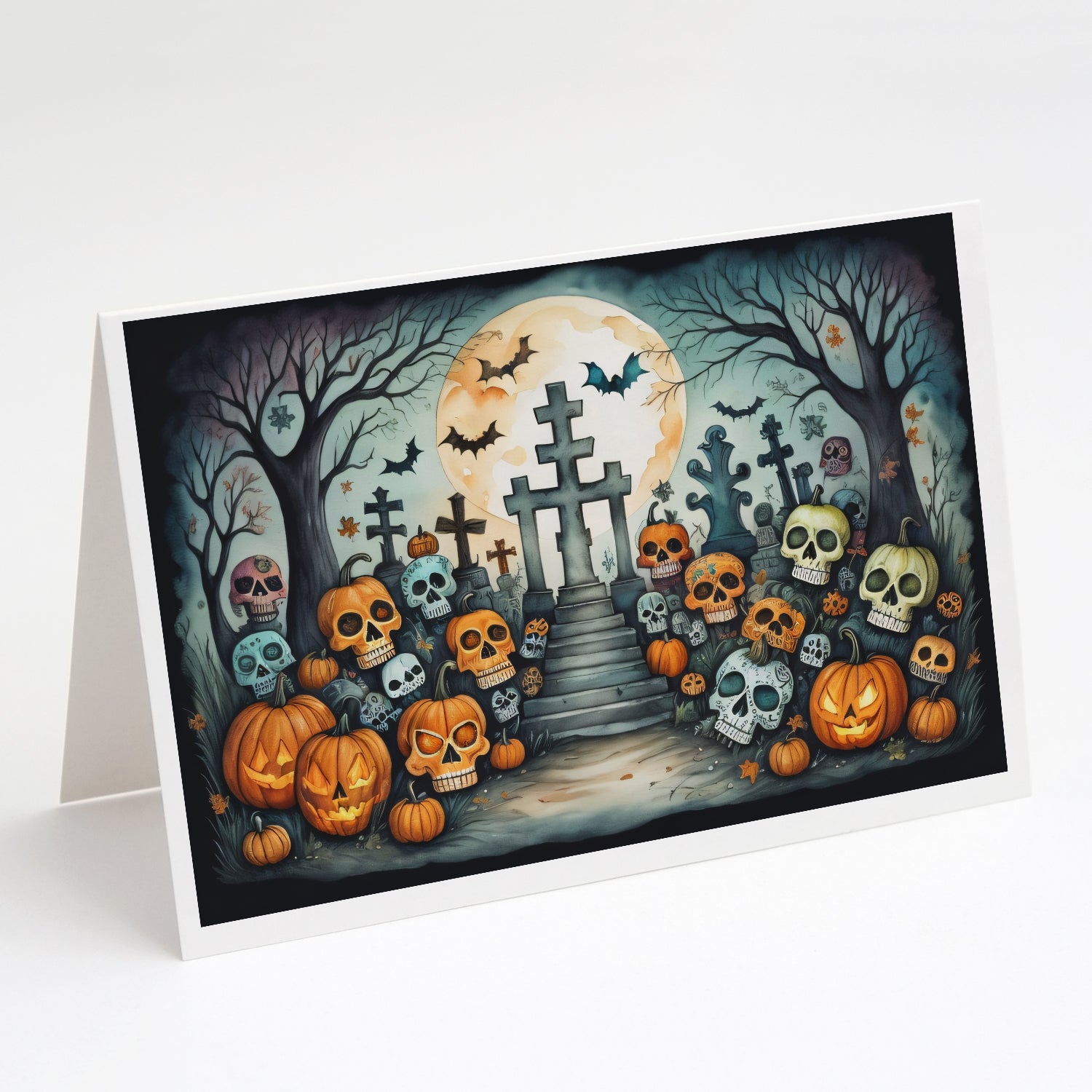 Buy this Calaveras Sugar Skulls Spooky Halloween Greeting Cards Pack of 8