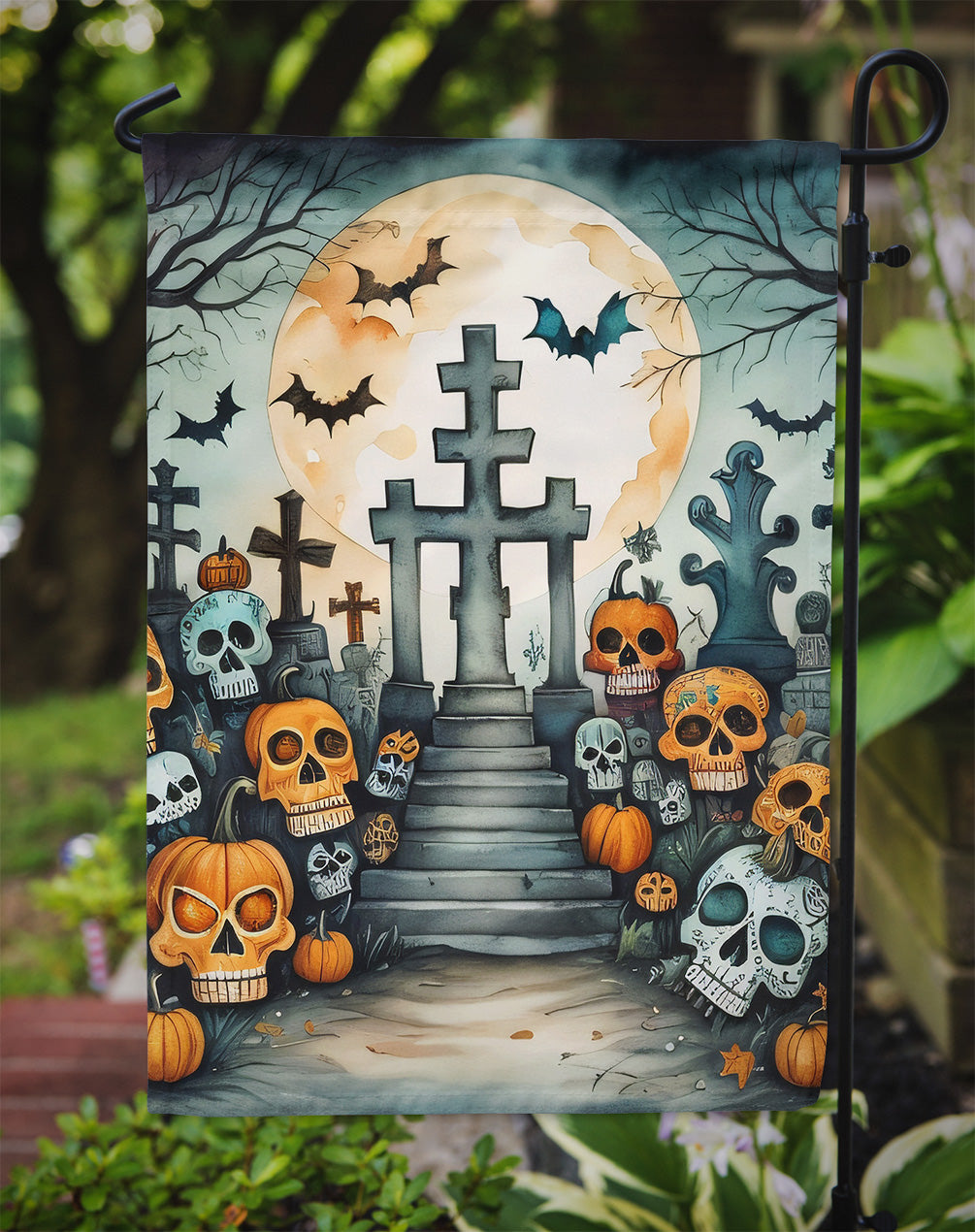 Calaveras Sugar Skulls Spooky Halloween Garden Flag