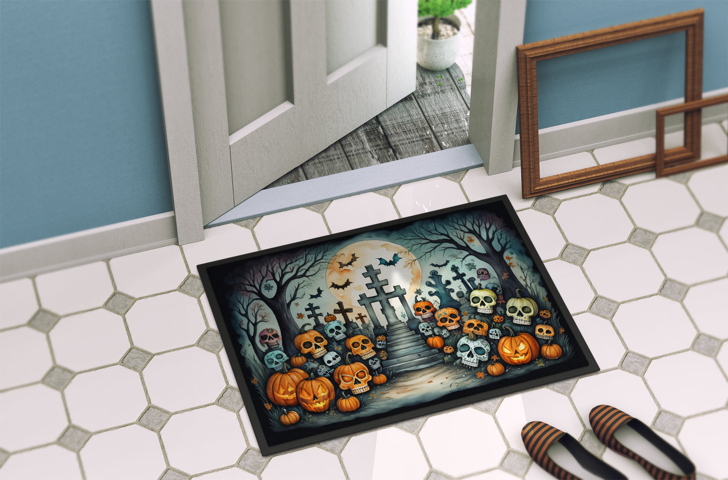 Calaveras Sugar Skulls Spooky Halloween Doormat