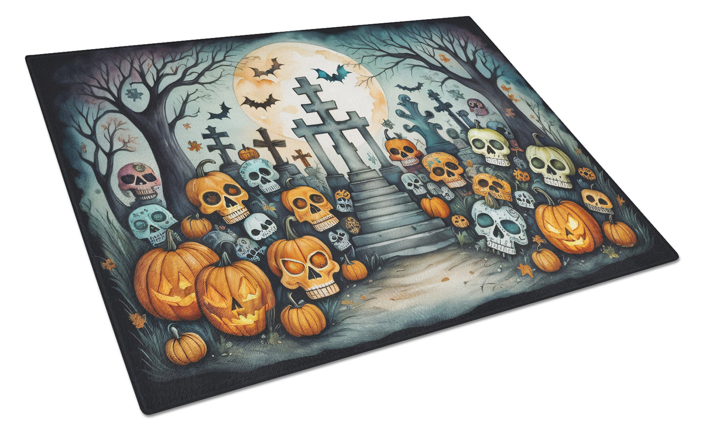 Buy this Calaveras Sugar Skulls Spooky Halloween Glass Cutting Board