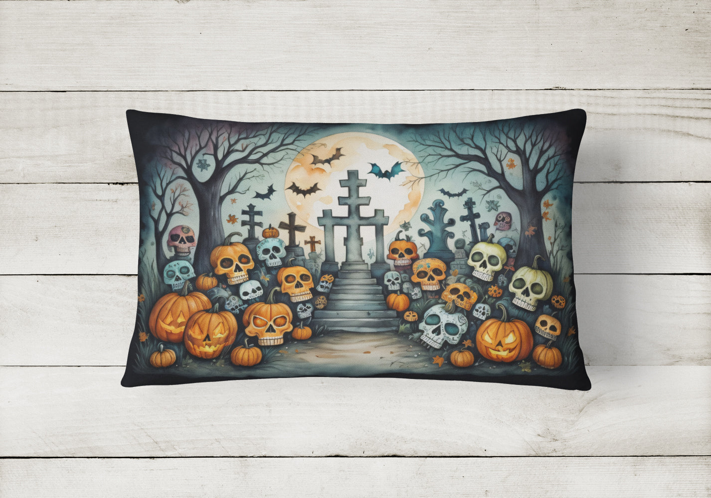 Calaveras Sugar Skulls Spooky Halloween Throw Pillow