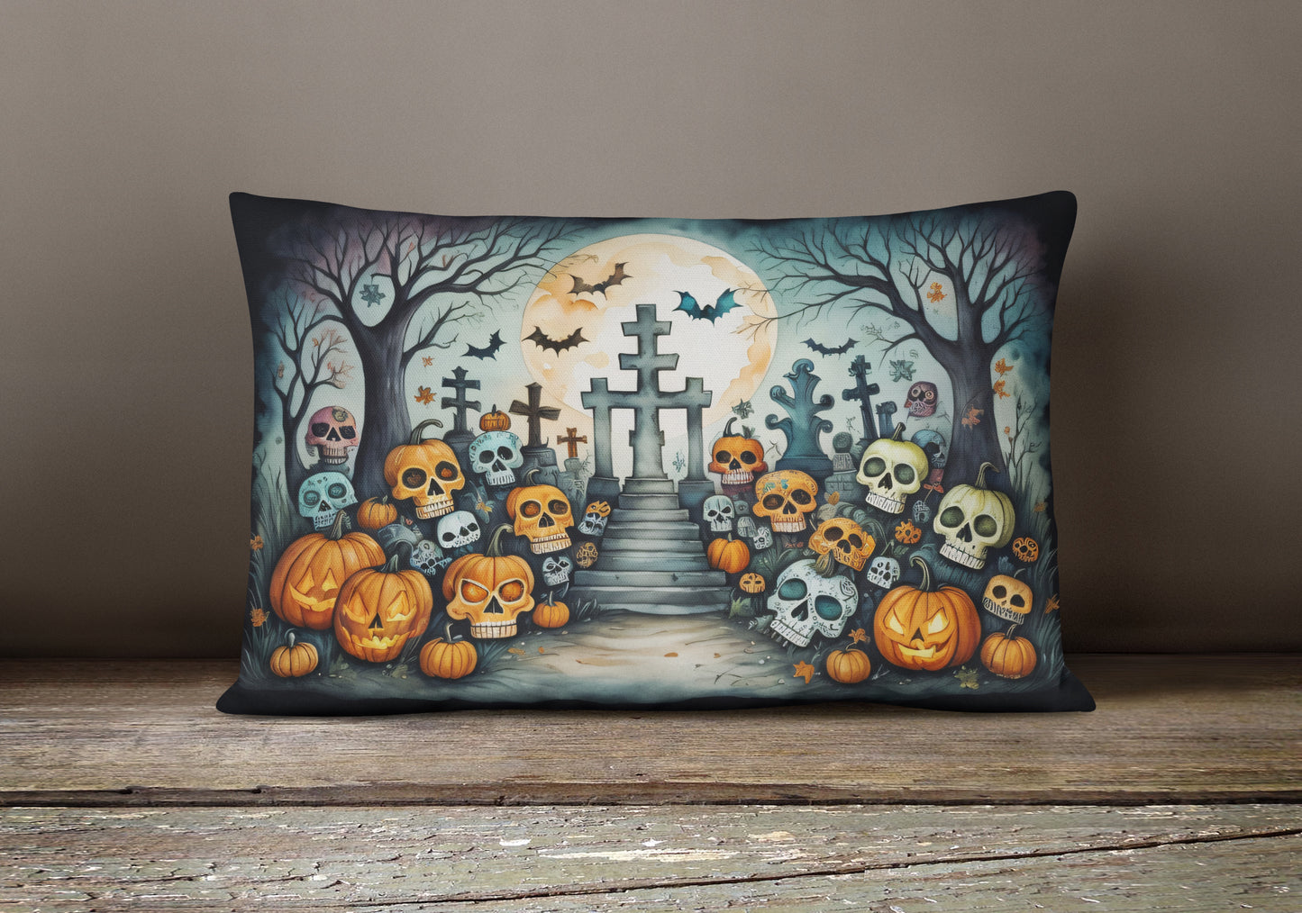 Calaveras Sugar Skulls Spooky Halloween Throw Pillow