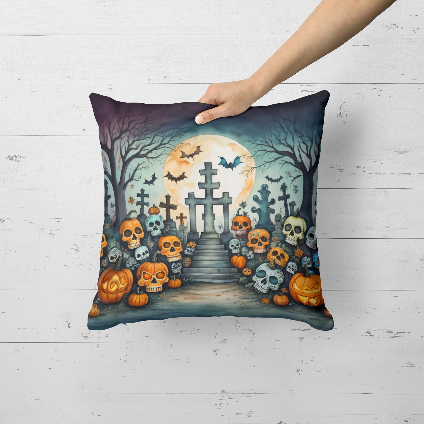 Calaveras Sugar Skulls Spooky Halloween Throw Pillow