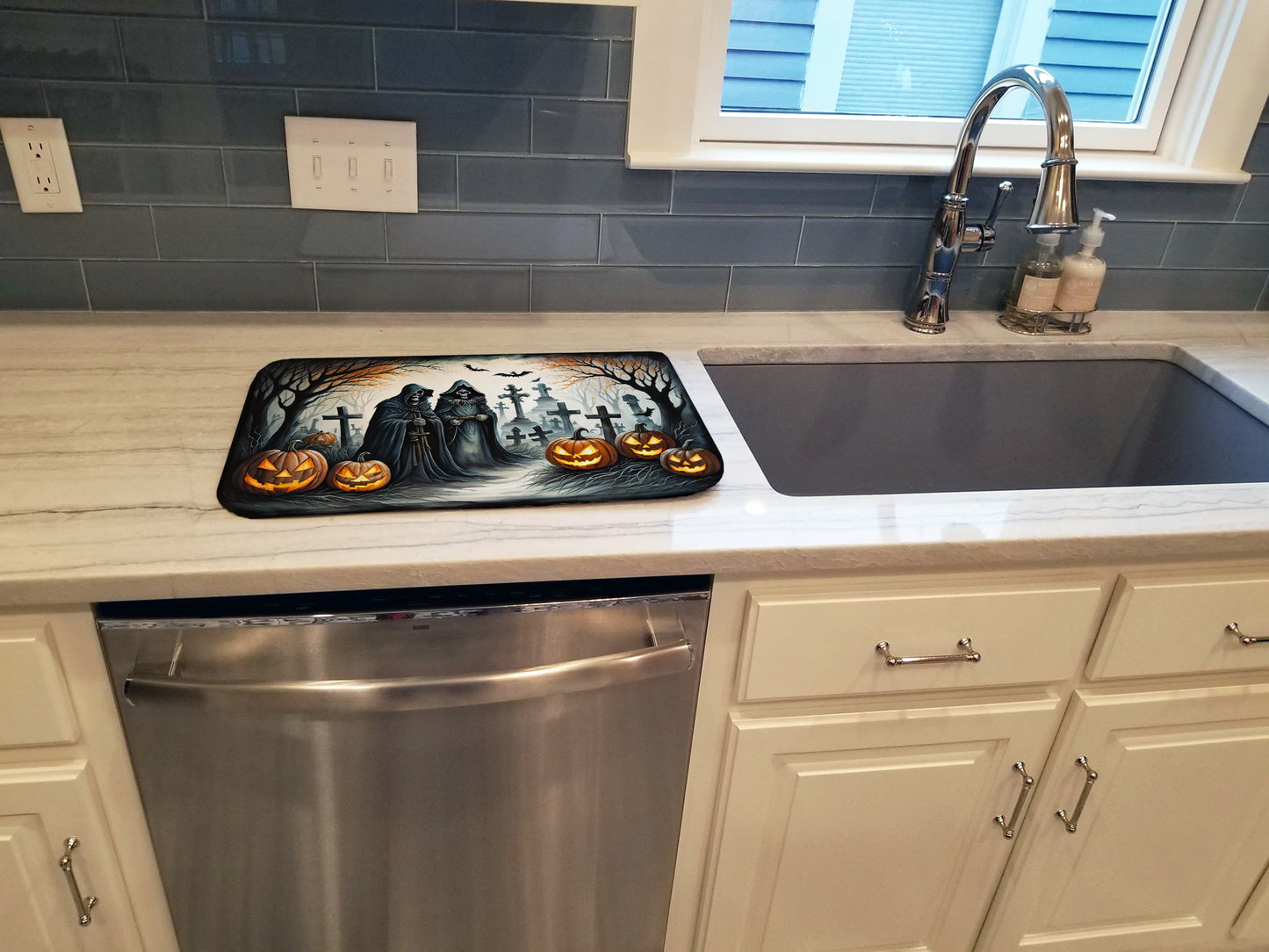 The Grim Reaper Spooky Halloween Dish Drying Mat