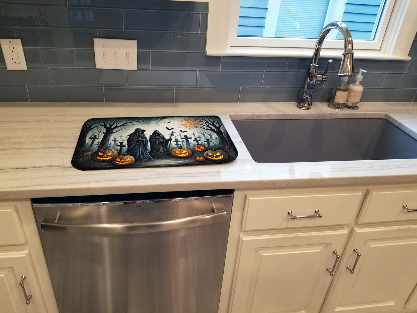 The Grim Reaper Spooky Halloween Dish Drying Mat