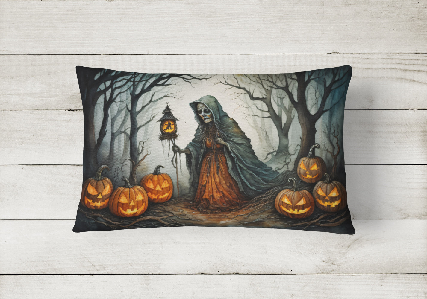 The Weeping Woman Spooky Halloween Throw Pillow