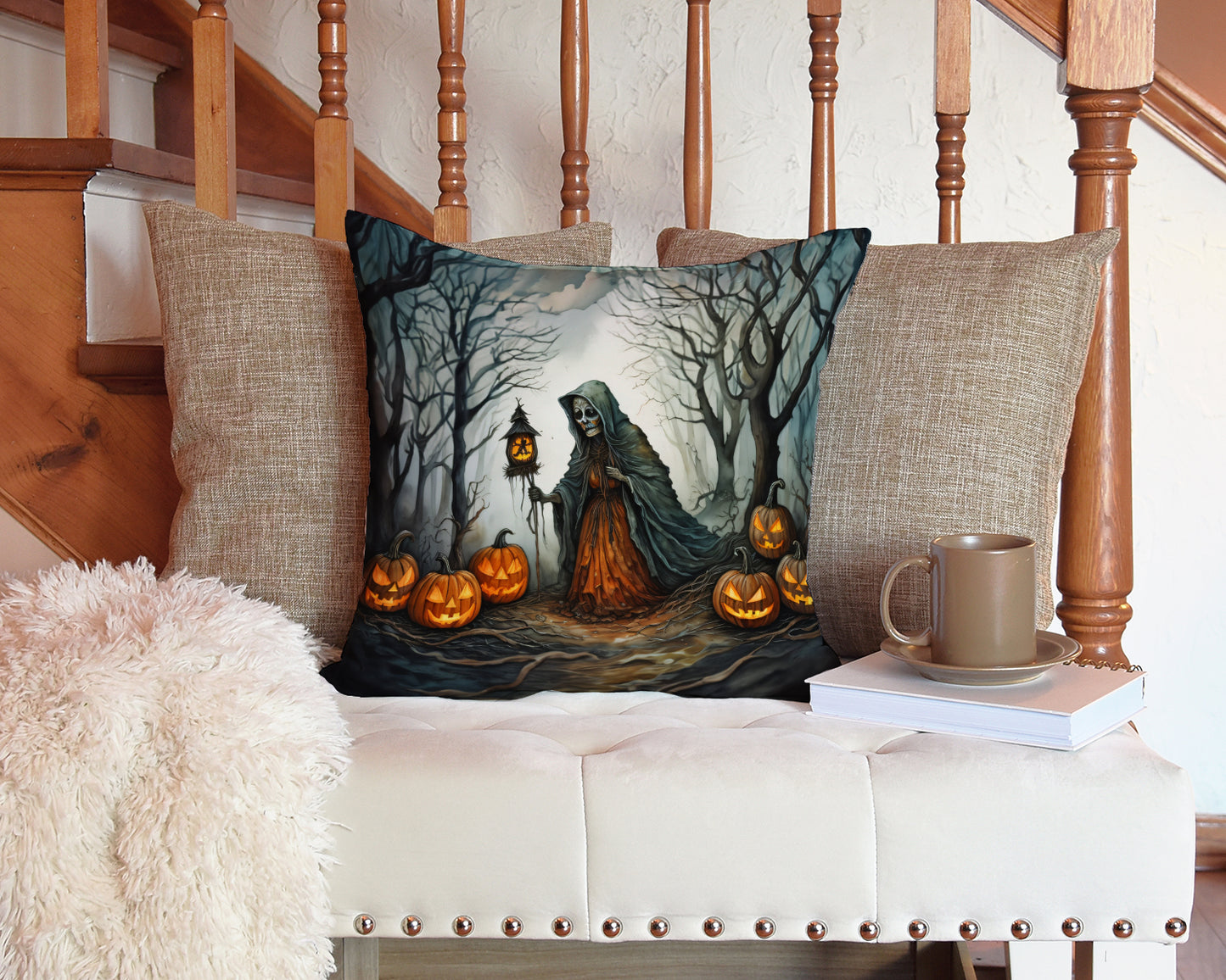 The Weeping Woman Spooky Halloween Throw Pillow