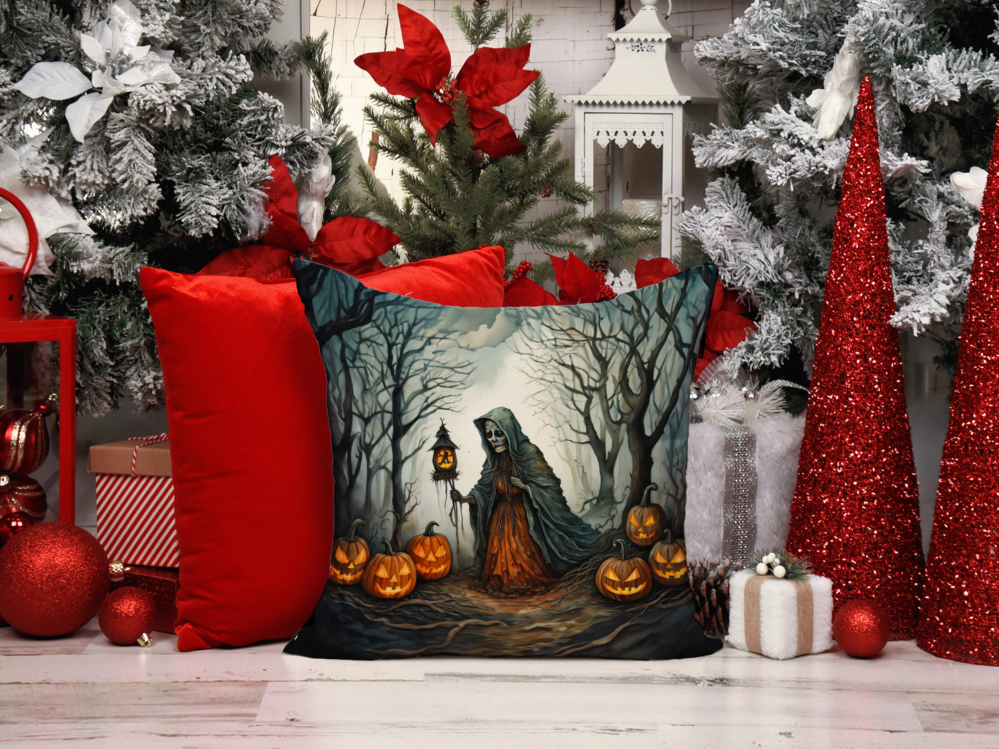 The Weeping Woman Spooky Halloween Throw Pillow