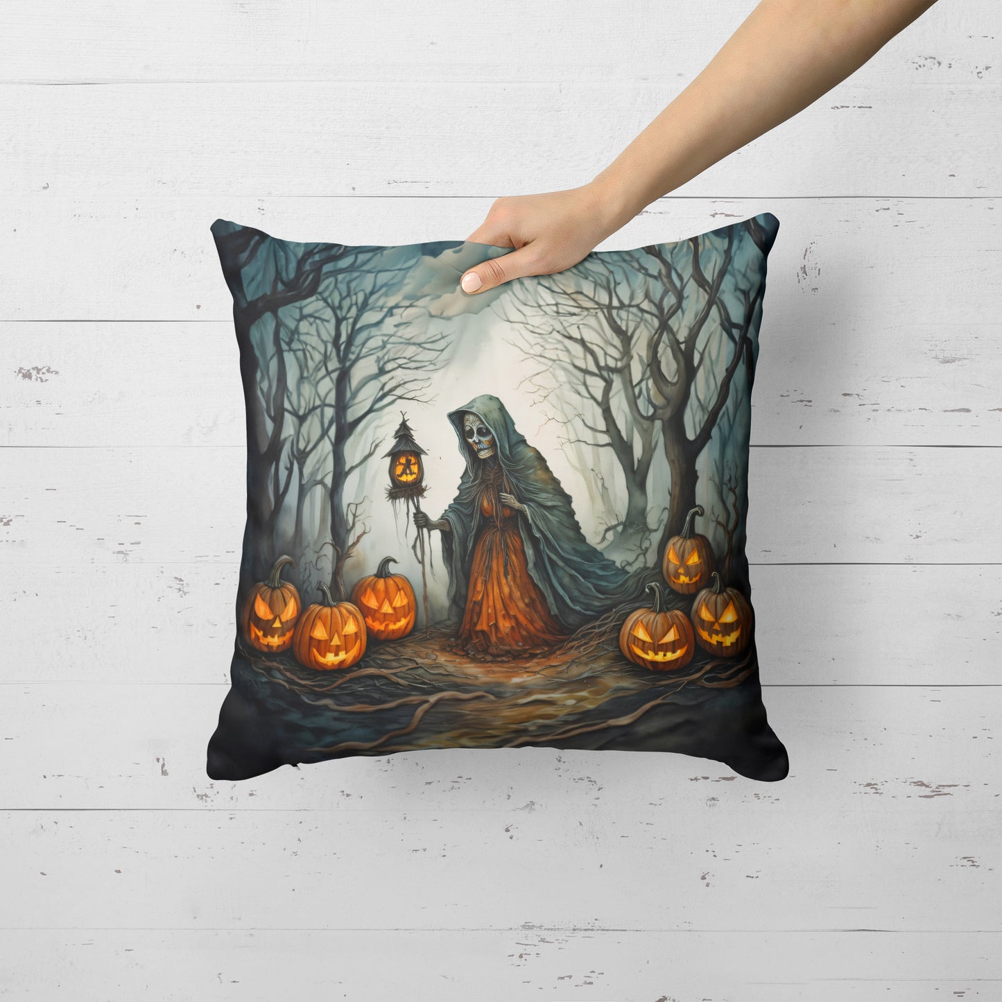 The Weeping Woman Spooky Halloween Throw Pillow