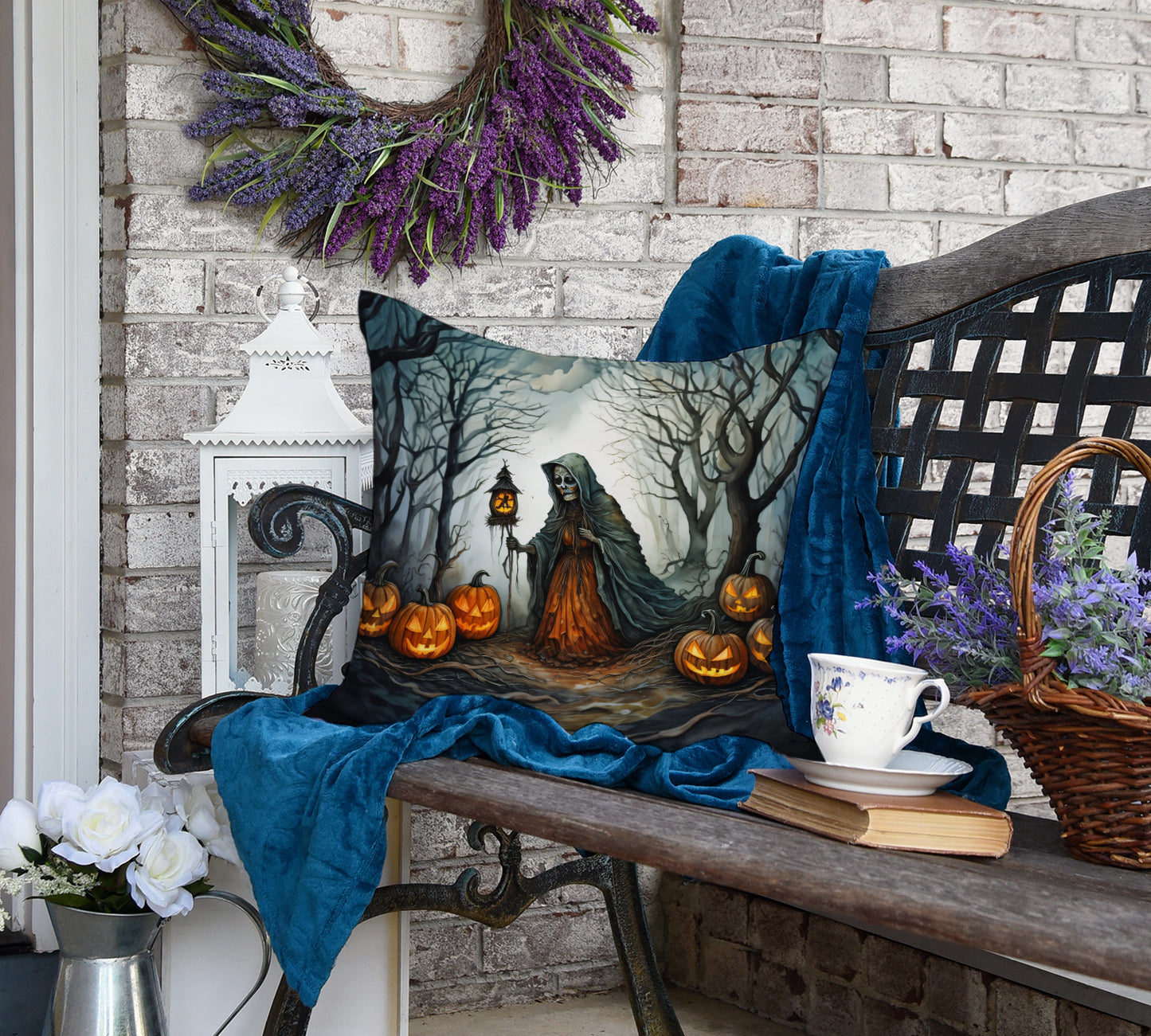 The Weeping Woman Spooky Halloween Throw Pillow