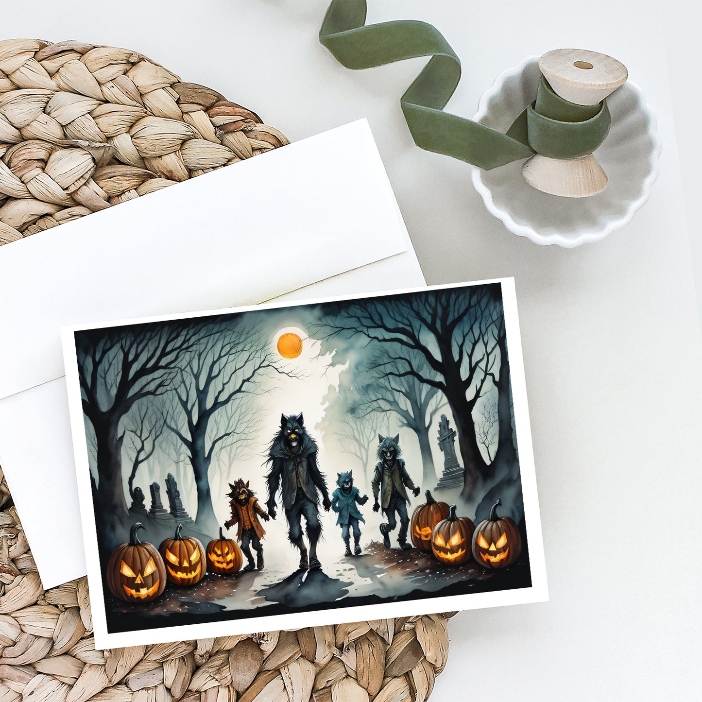 Werewolves Spooky Halloween Greeting Cards Pack of 8