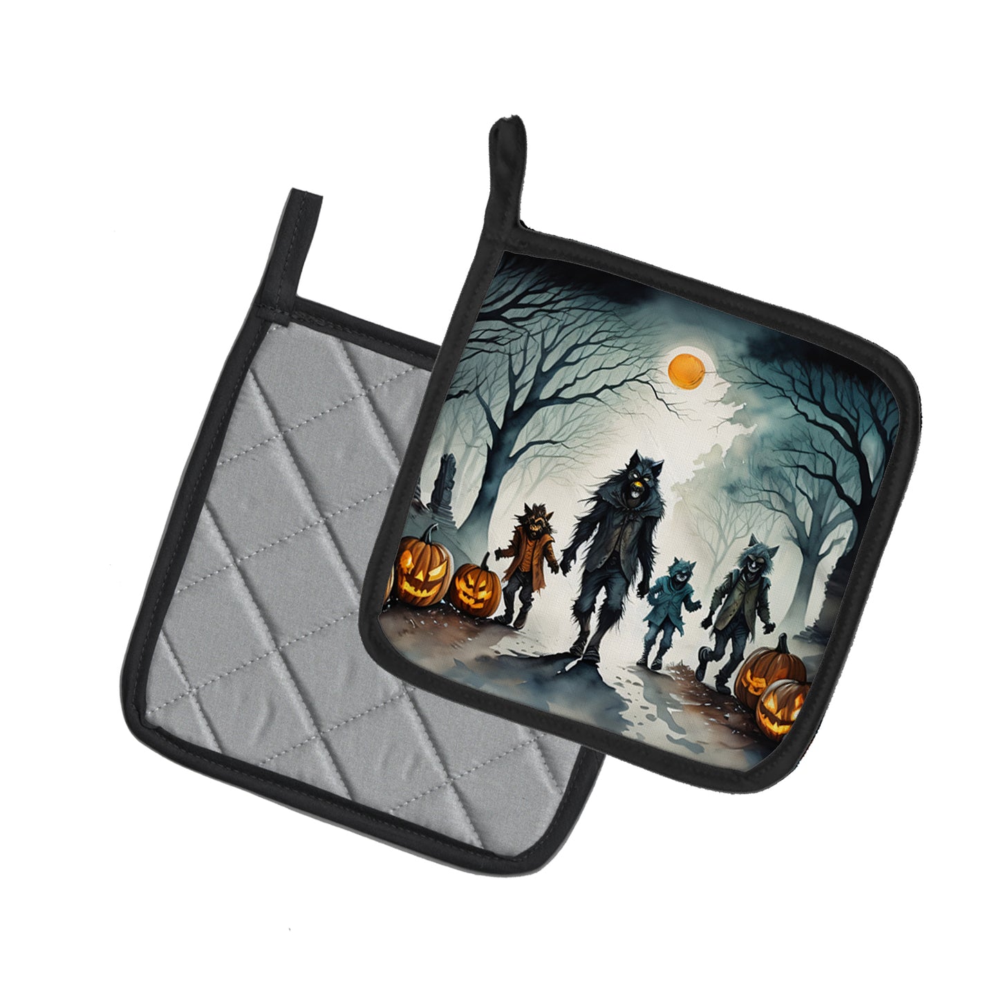 Werewolves Spooky Halloween Pair of Pot Holders