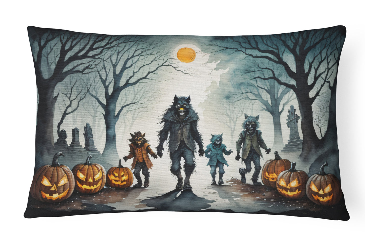 Buy this Werewolves Spooky Halloween Throw Pillow