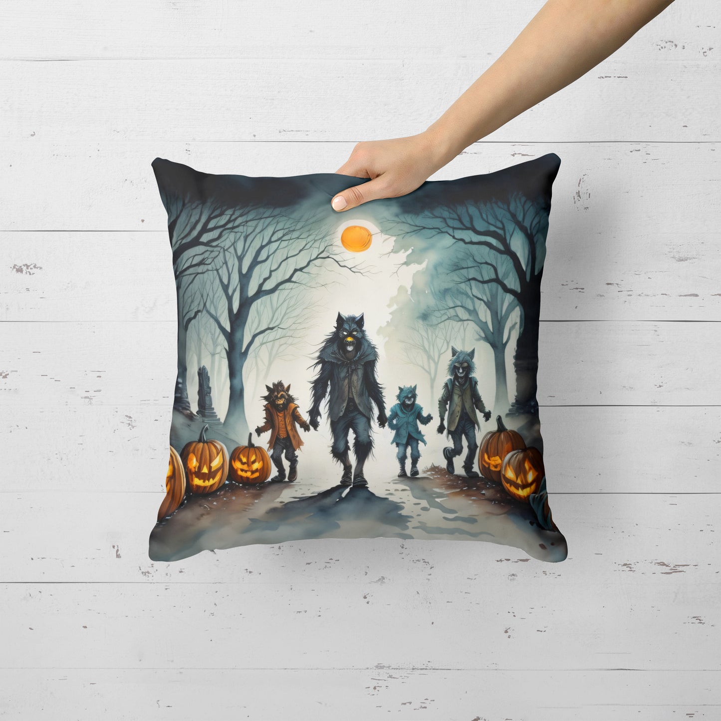 Werewolves Spooky Halloween Throw Pillow