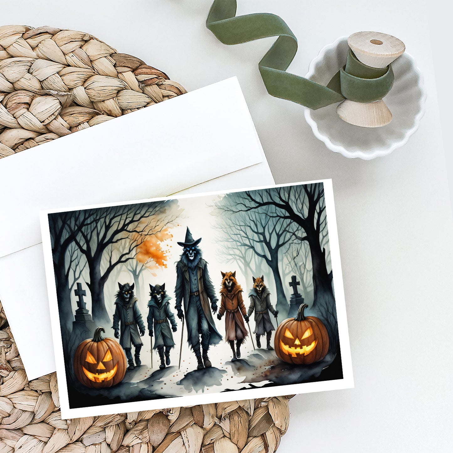 Werewolves Spooky Halloween Greeting Cards Pack of 8