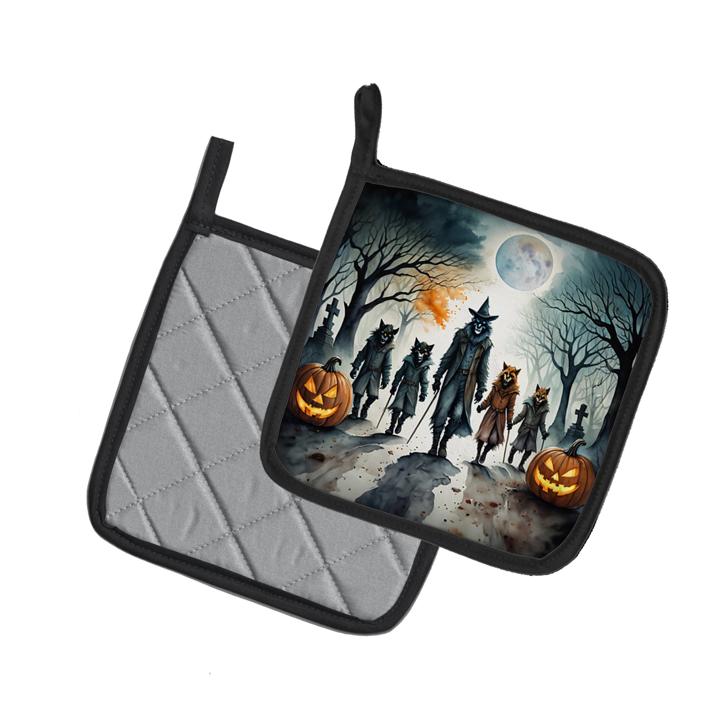 Werewolves Spooky Halloween Pair of Pot Holders