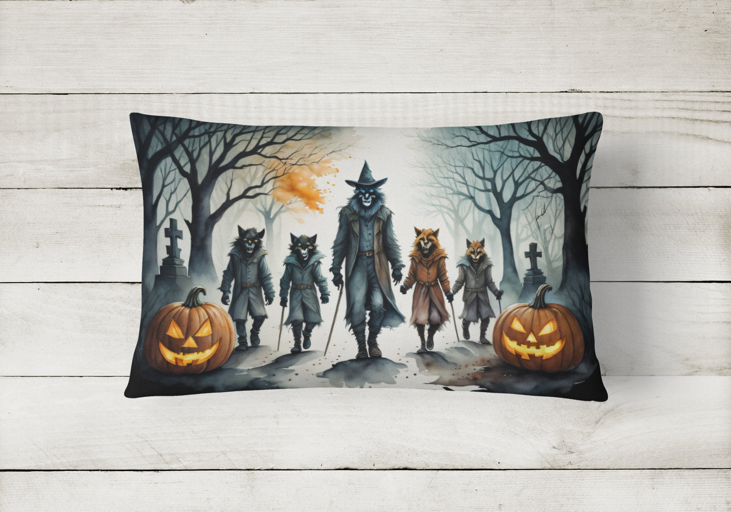 Werewolves Spooky Halloween Throw Pillow