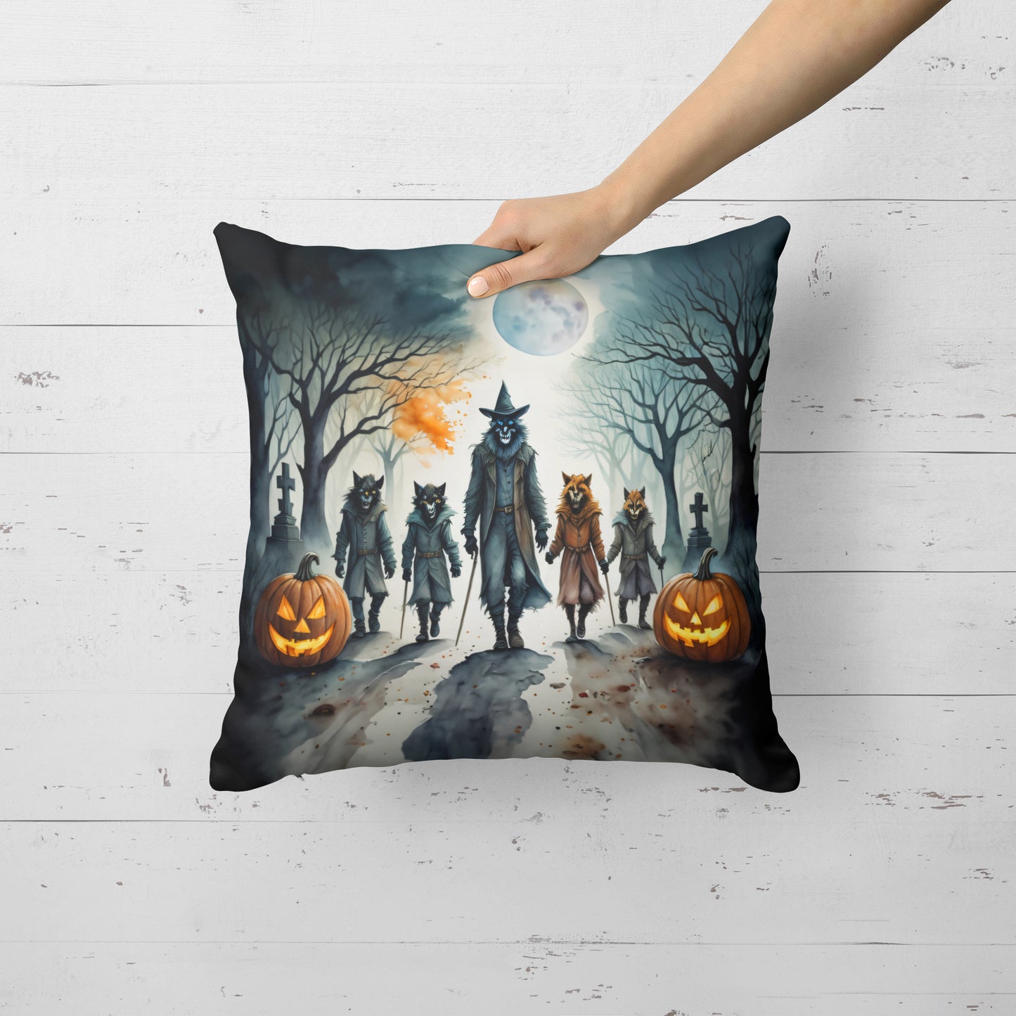 Werewolves Spooky Halloween Throw Pillow