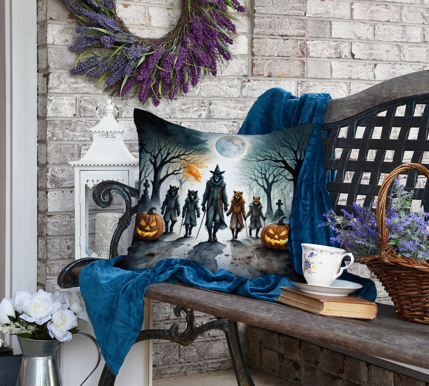 Werewolves Spooky Halloween Throw Pillow