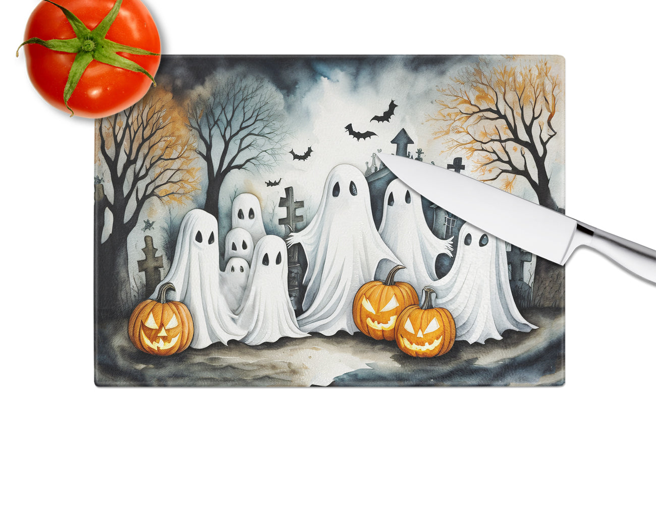 Ghosts Spooky Halloween Glass Cutting Board