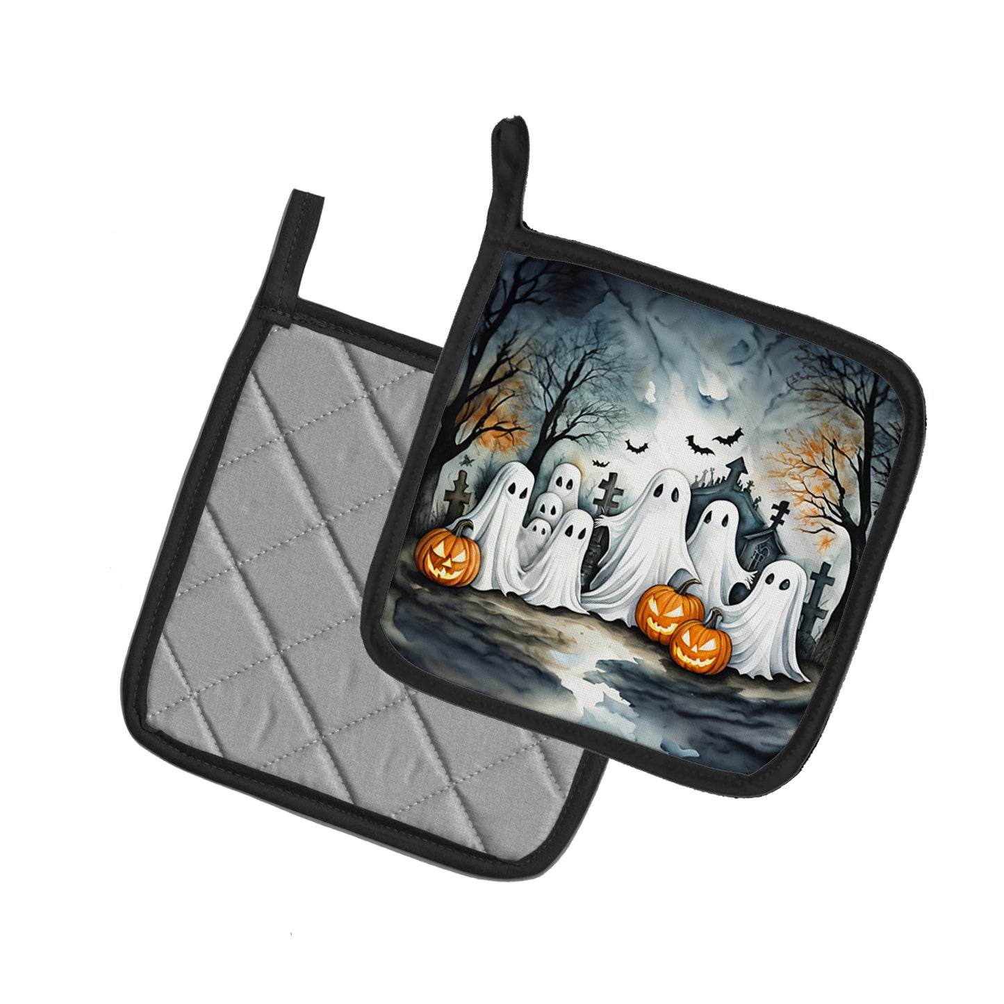 Ghosts Spooky Halloween Pair of Pot Holders