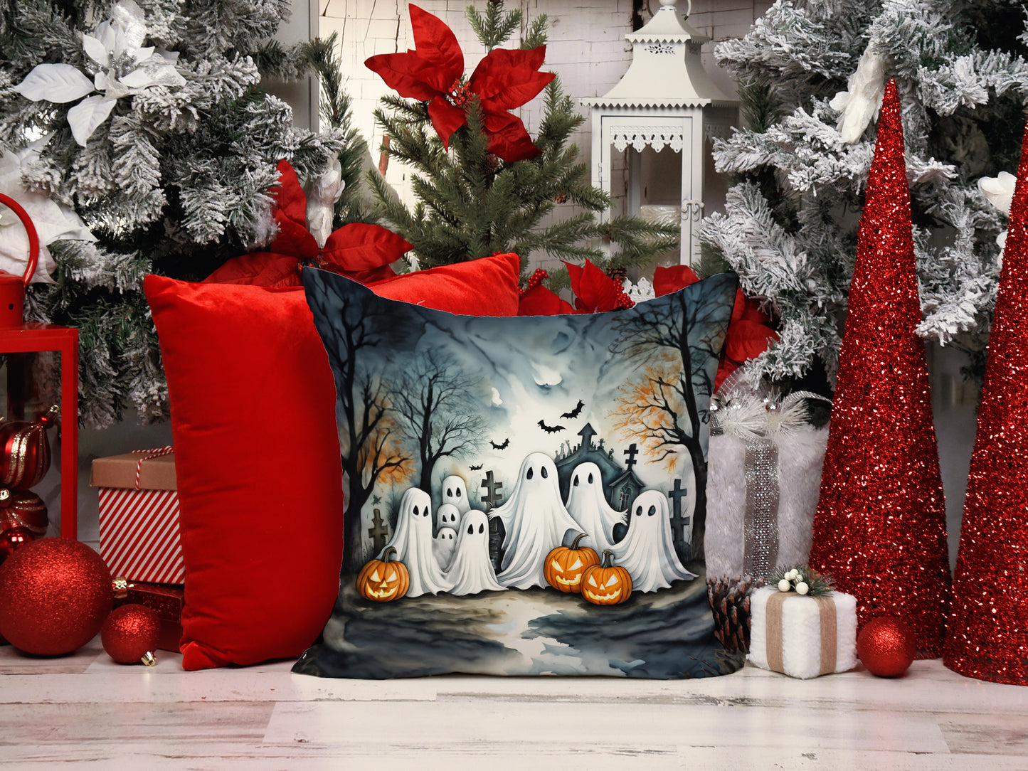 Ghosts Spooky Halloween Throw Pillow