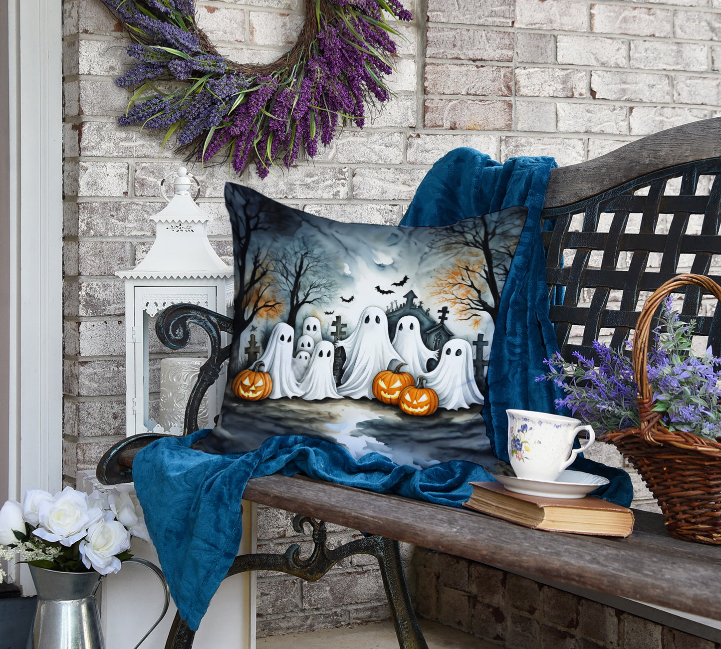 Ghosts Spooky Halloween Throw Pillow