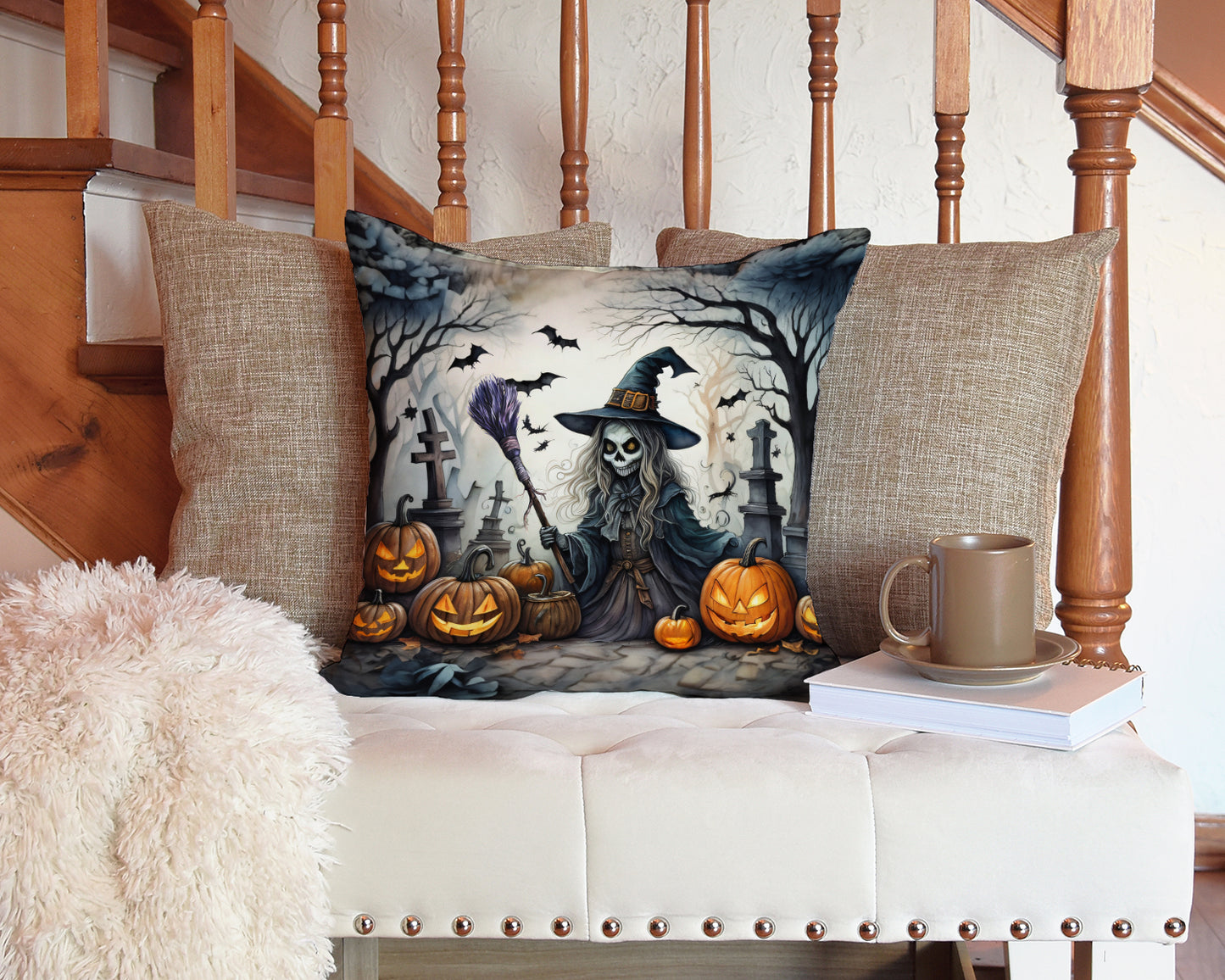 Witch Spooky Halloween Throw Pillow