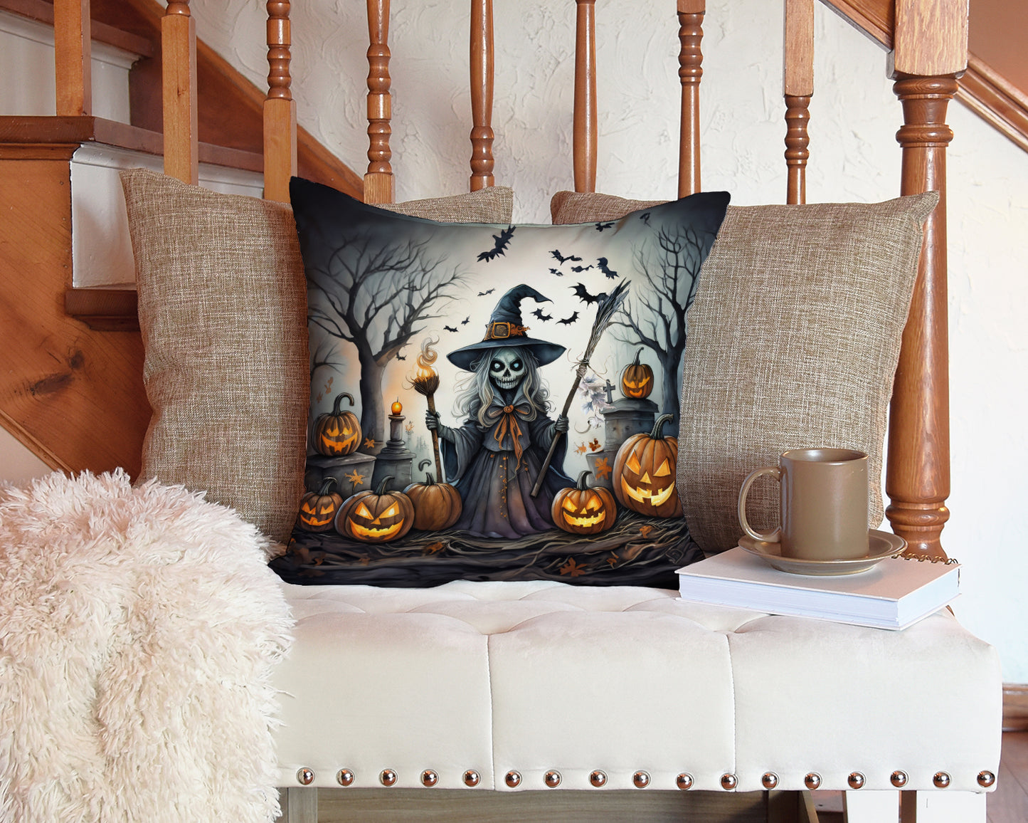 Witch Spooky Halloween Throw Pillow