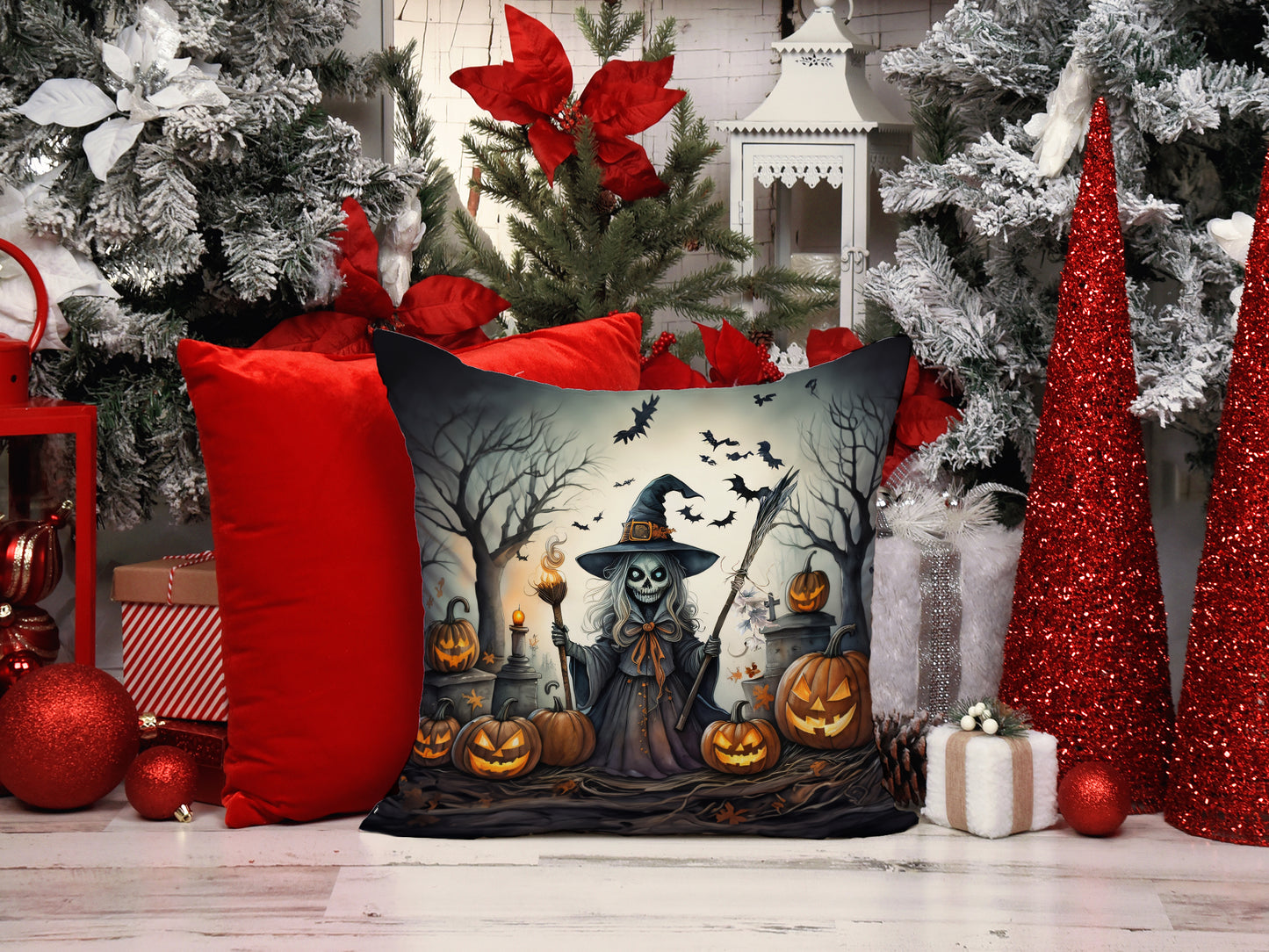 Witch Spooky Halloween Throw Pillow