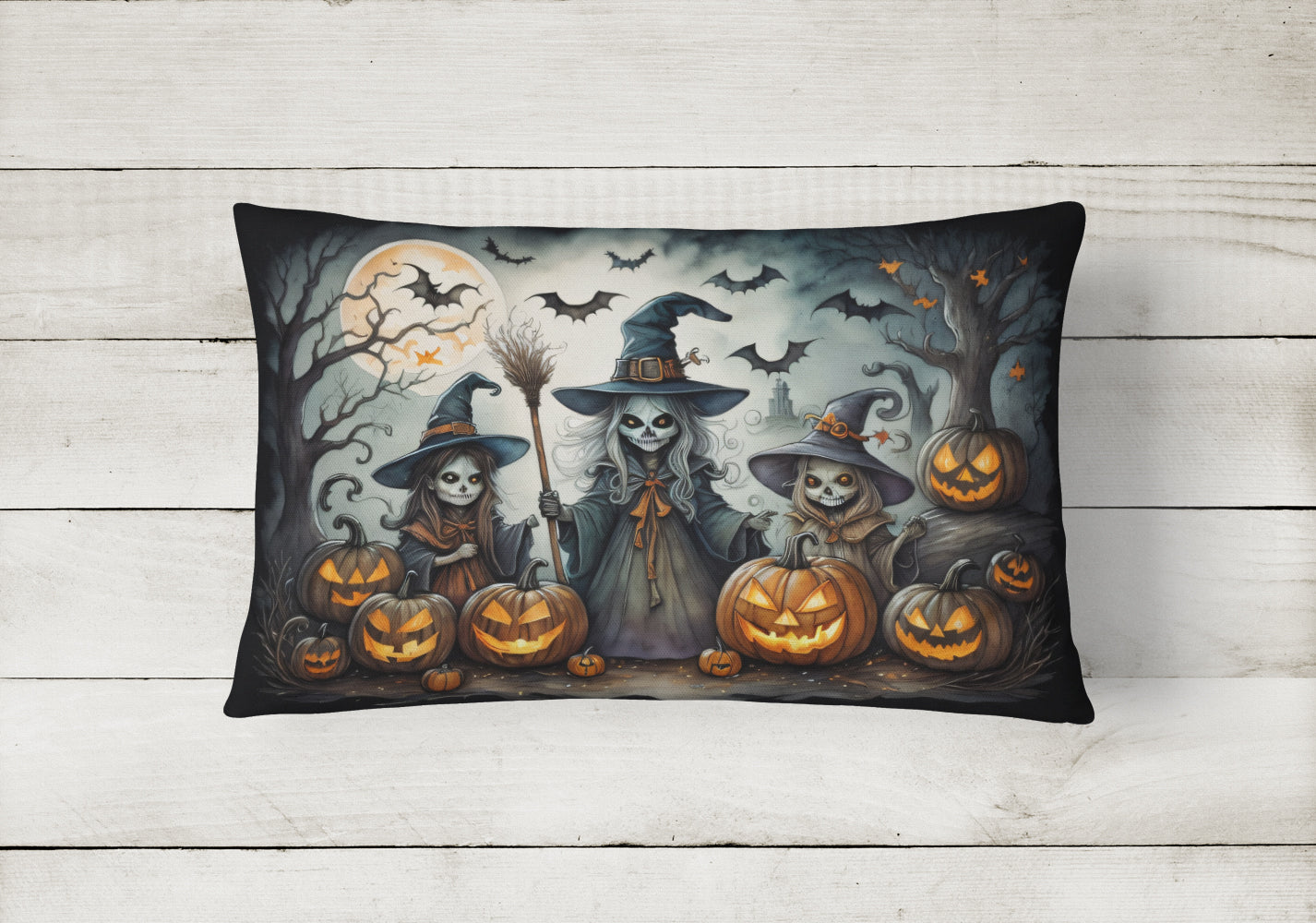 Witches Spooky Halloween Throw Pillow